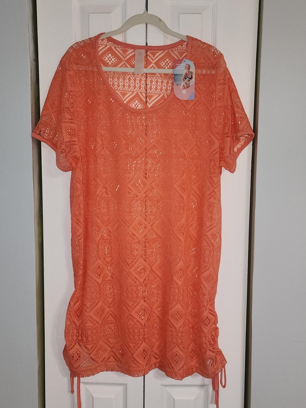 Crochet Cover-Up in Rich Coral Size XL